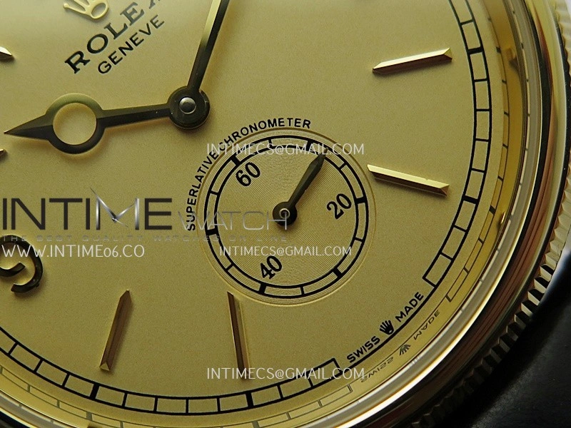 Perpetual 1908 52508 39mm YG 8+F Gold Dial On Black Leather Strap A7140