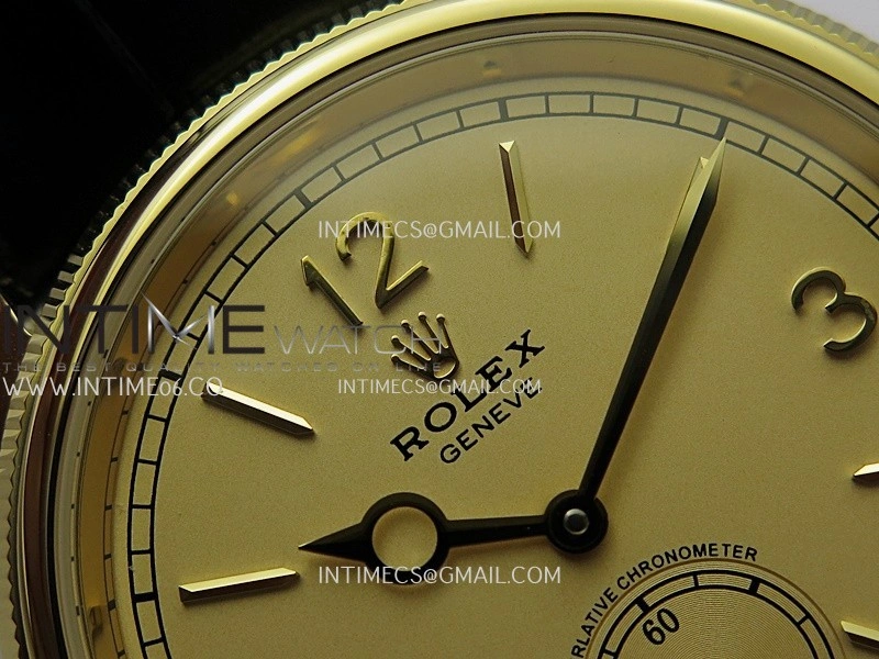 Perpetual 1908 52508 39mm YG 8+F Gold Dial On Black Leather Strap A7140