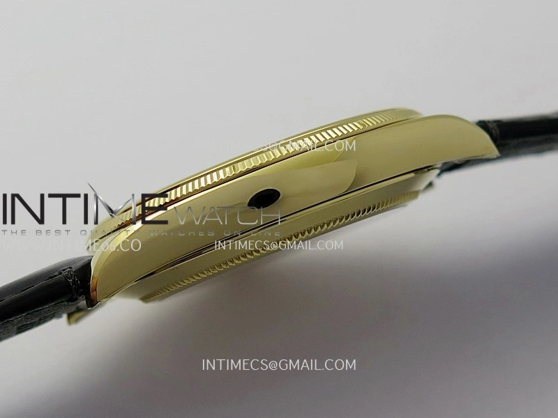 Perpetual 1908 52508 39mm YG 8+F Gold Dial On Black Leather Strap A7140