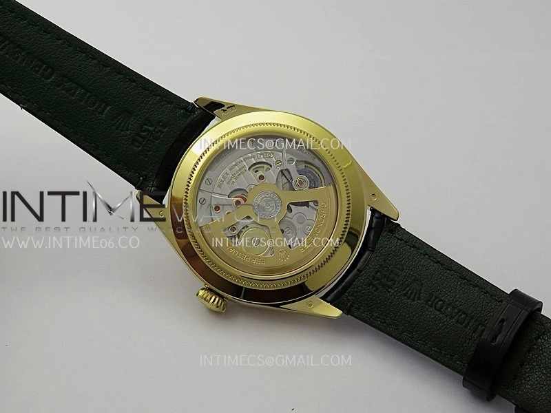 Perpetual 1908 52508 39mm YG 8+F Gold Dial On Black Leather Strap A7140