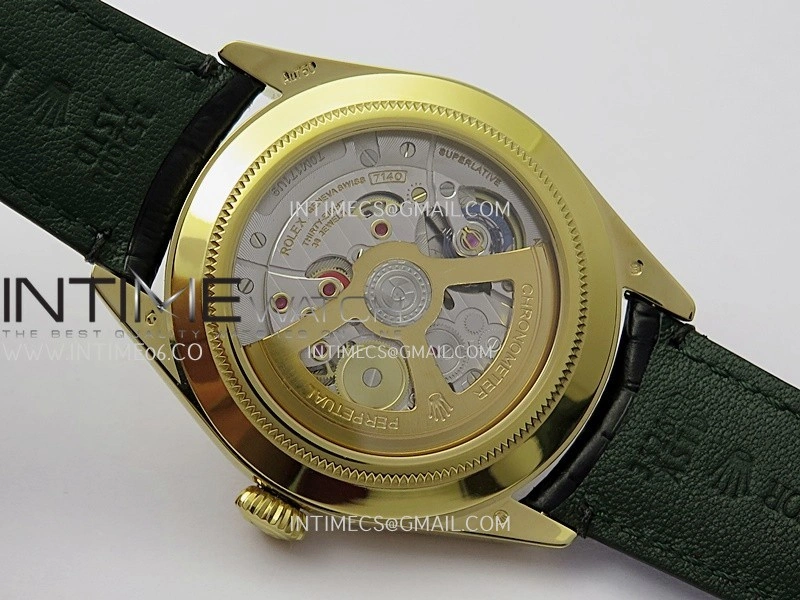 Perpetual 1908 52508 39mm YG 8+F Gold Dial On Black Leather Strap A7140