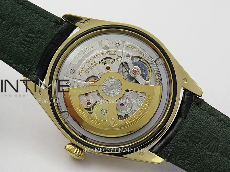 Perpetual 1908 52508 39mm YG 8+F Gold Dial On Black Leather Strap A7140