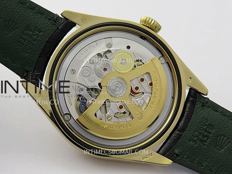 Perpetual 1908 52508 39mm YG 8+F Gold Dial On Black Leather Strap A7140