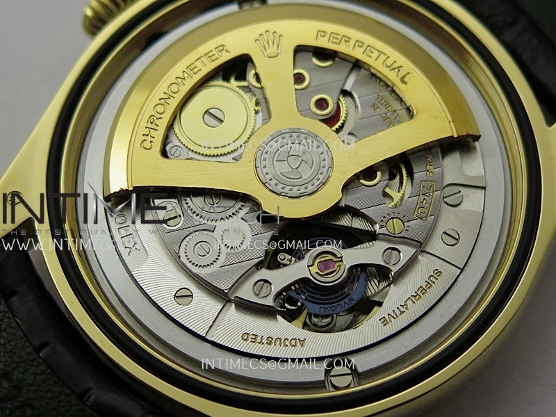 Perpetual 1908 52508 39mm YG 8+F Gold Dial On Black Leather Strap A7140