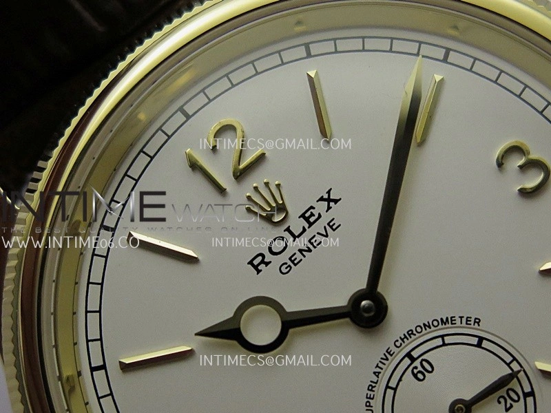 Perpetual 1908 52508 39mm YG 8+F White Dial On Brown Leather Strap A7140