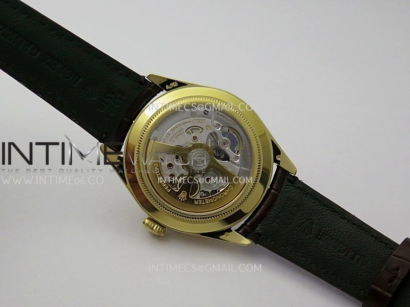 Perpetual 1908 52508 39mm YG 8+F White Dial On Brown Leather Strap A7140