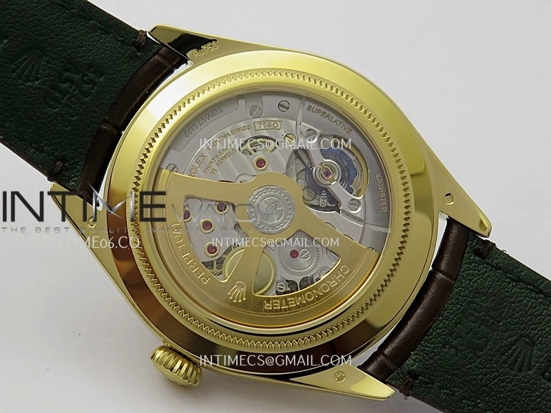 Perpetual 1908 52508 39mm YG 8+F White Dial On Brown Leather Strap A7140