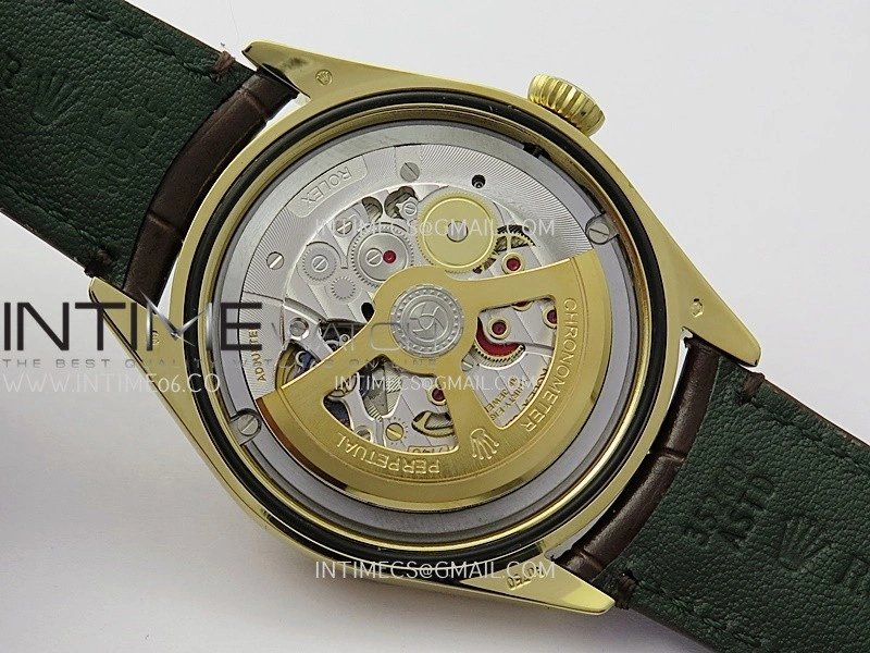 Perpetual 1908 52508 39mm YG 8+F White Dial On Brown Leather Strap A7140