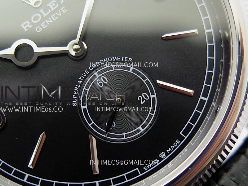 Perpetual 1908 52509 39mm SS 8+F Black Dial On Black Leather Strap A7140