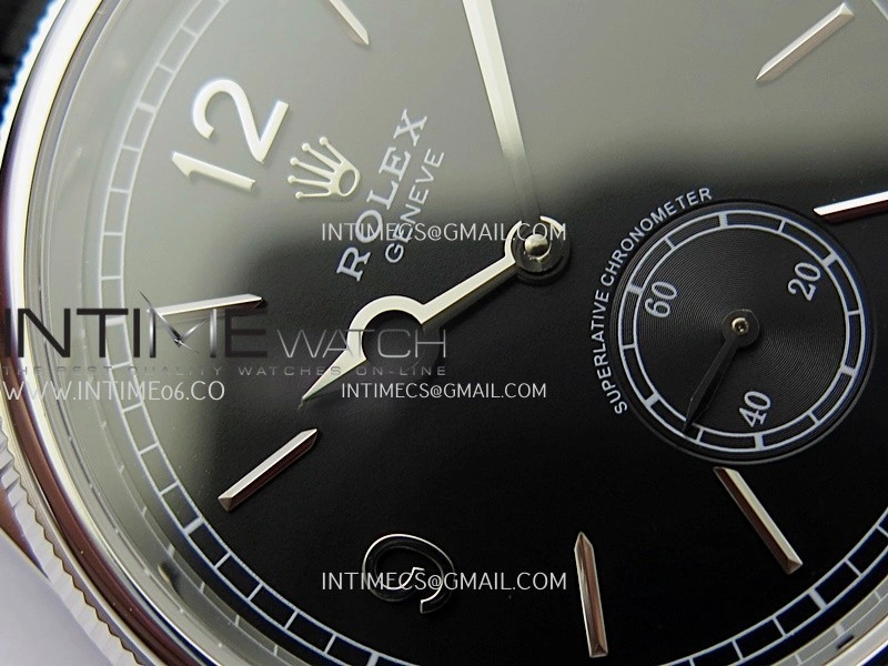 Perpetual 1908 52509 39mm SS 8+F Black Dial On Black Leather Strap A7140