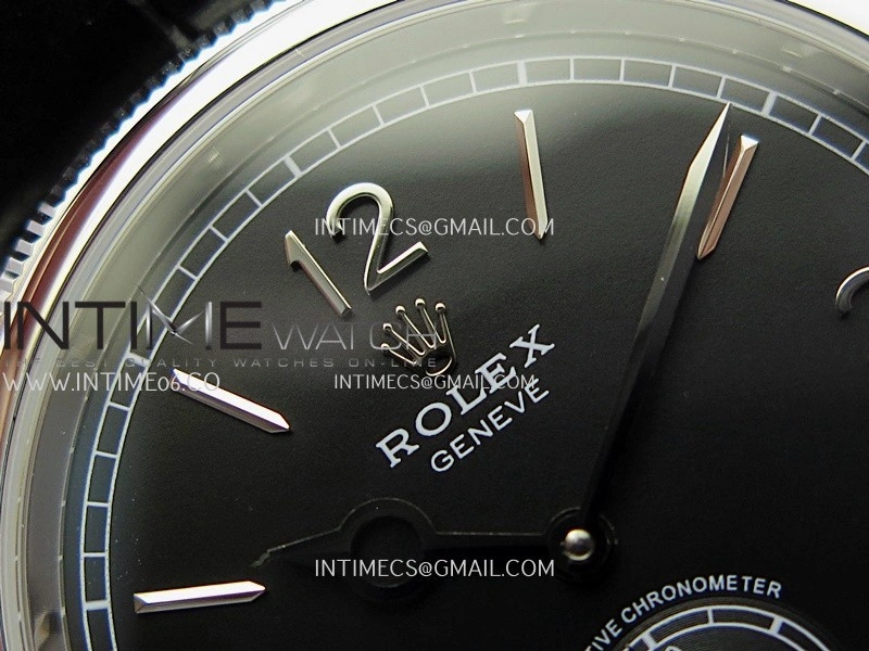 Perpetual 1908 52509 39mm SS 8+F Black Dial On Black Leather Strap A7140