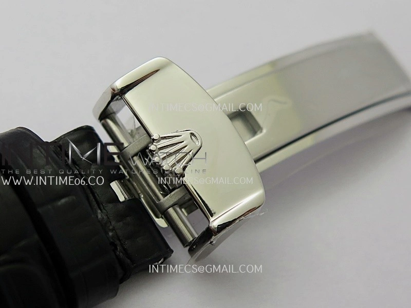 Perpetual 1908 52509 39mm SS 8+F Black Dial On Black Leather Strap A7140