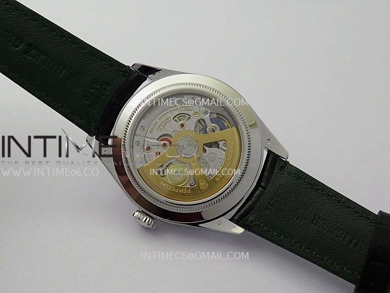 Perpetual 1908 52509 39mm SS 8+F Black Dial On Black Leather Strap A7140