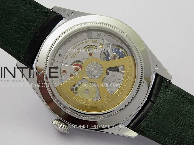 Perpetual 1908 52509 39mm SS 8+F Black Dial On Black Leather Strap A7140