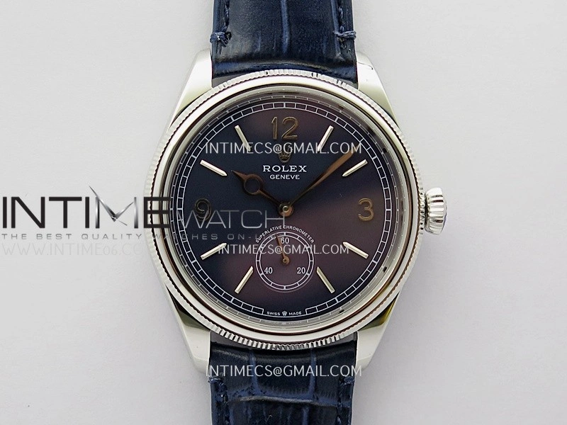 Perpetual 1908 52509 39mm SS 8+F Blue Dial On Blue Leather Strap A7140