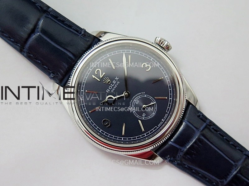Perpetual 1908 52509 39mm SS 8+F Blue Dial On Blue Leather Strap A7140