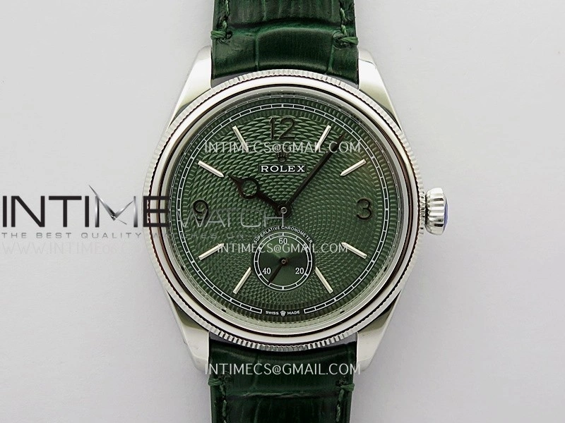 Perpetual 1908 52509 39mm SS 8+F Green Dial On Green Leather Strap A7140