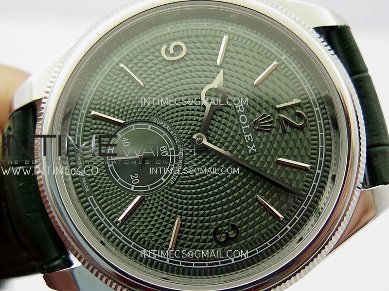 Perpetual 1908 52509 39mm SS 8+F Green Dial On Green Leather Strap A7140