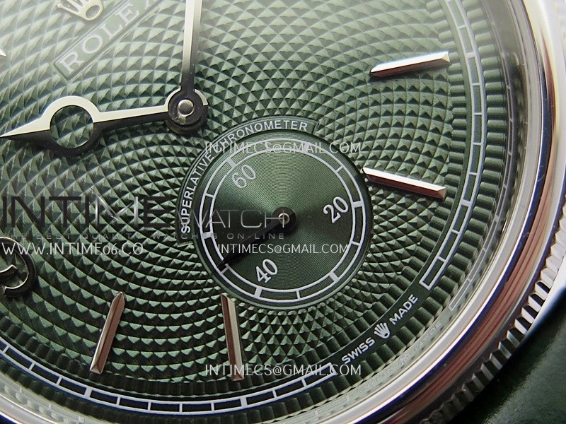 Perpetual 1908 52509 39mm SS 8+F Green Dial On Green Leather Strap A7140