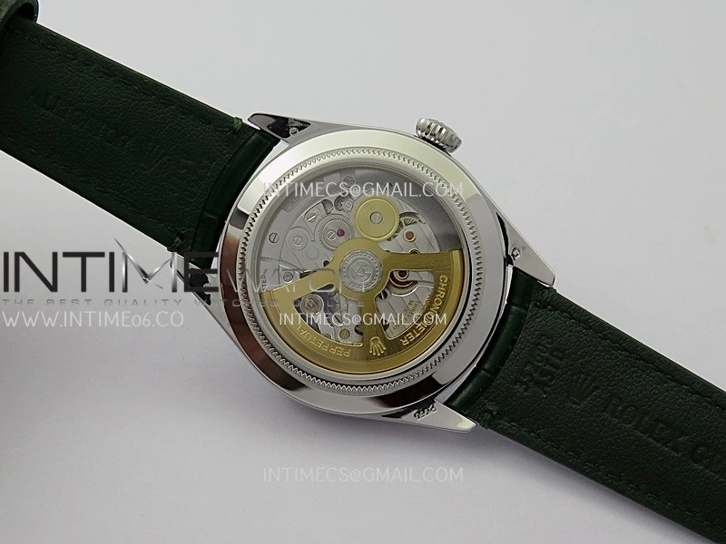 Perpetual 1908 52509 39mm SS 8+F Green Dial On Green Leather Strap A7140