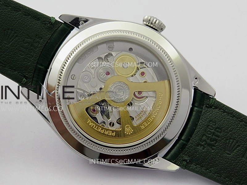 Perpetual 1908 52509 39mm SS 8+F Green Dial On Green Leather Strap A7140
