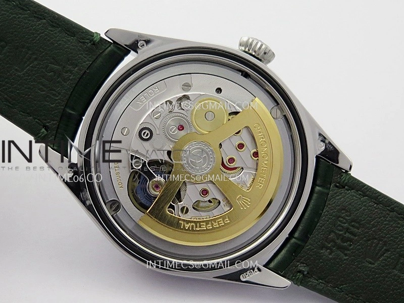 Perpetual 1908 52509 39mm SS 8+F Green Dial On Green Leather Strap A7140