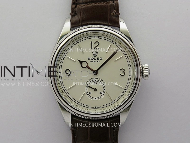 Perpetual 1908 52509 39mm SS 8+F White Dial On Brown Leather Strap A7140