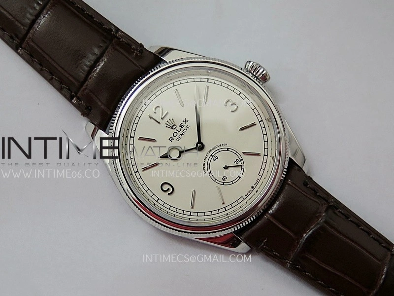 Perpetual 1908 52509 39mm SS 8+F White Dial On Brown Leather Strap A7140