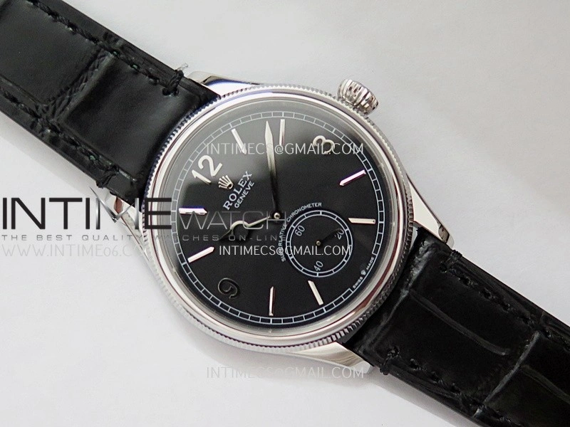 Perpetual 1908 52509 39mm SS ESF Black Dial On Black Leather Strap A7140