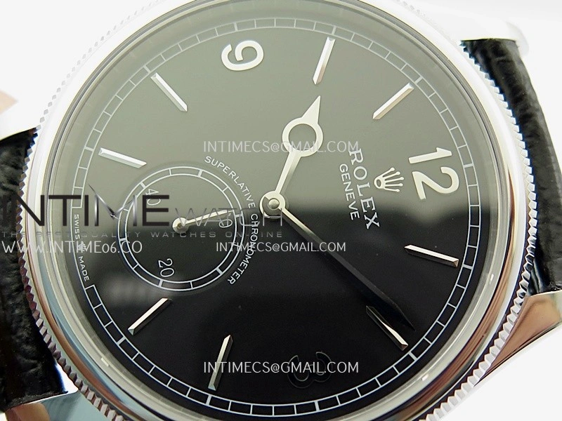 Perpetual 1908 52509 39mm SS ESF Black Dial On Black Leather Strap A7140