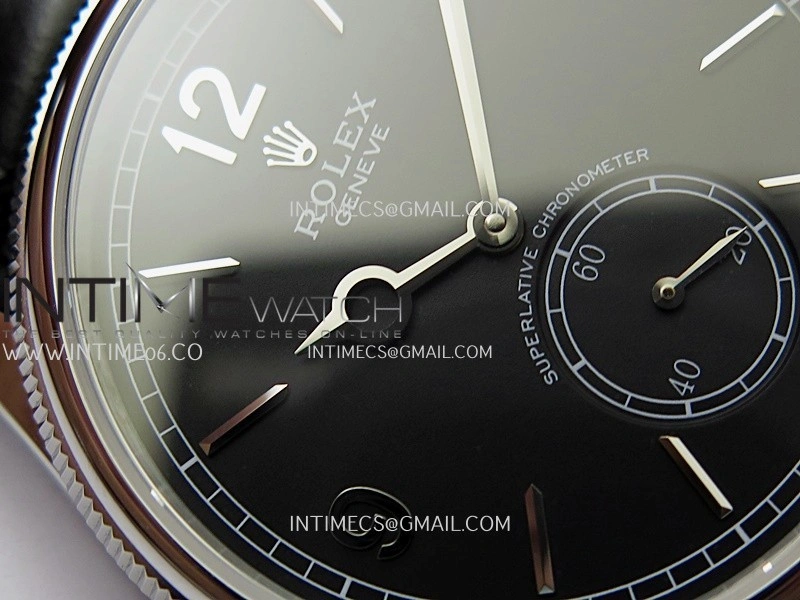 Perpetual 1908 52509 39mm SS ESF Black Dial On Black Leather Strap A7140