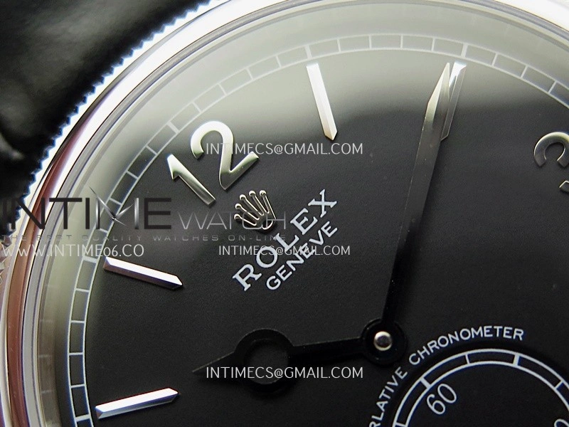 Perpetual 1908 52509 39mm SS ESF Black Dial On Black Leather Strap A7140