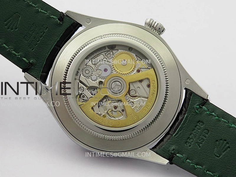 Perpetual 1908 52509 39mm SS ESF Black Dial On Black Leather Strap A7140