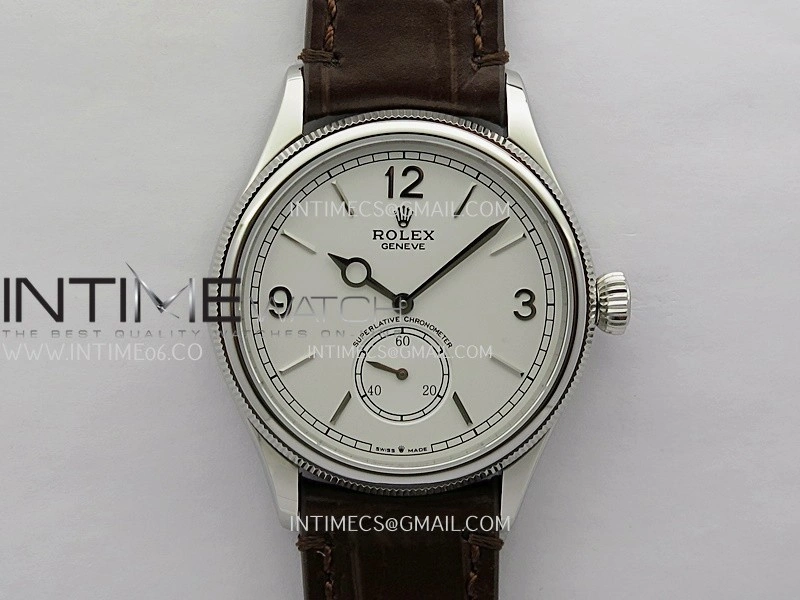 Perpetual 1908 52509 39mm SS ESF White Dial On Brown Leather Strap A7140