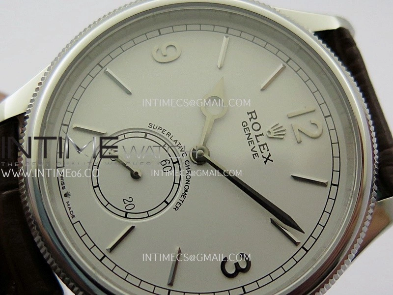 Perpetual 1908 52509 39mm SS ESF White Dial On Brown Leather Strap A7140