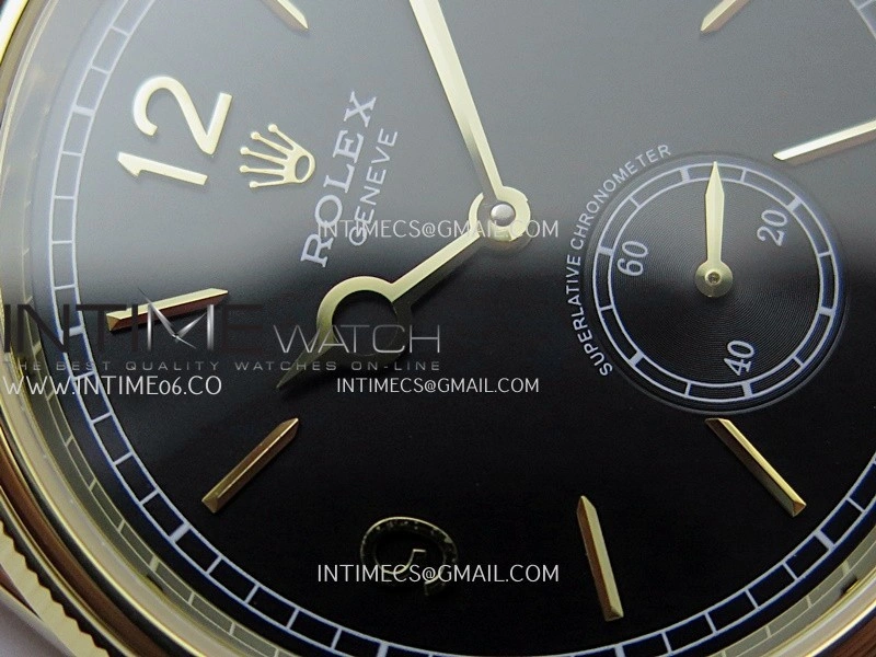 Perpetual 1908 52509 39mm YG 8+F Black Dial On Black Leather Strap A7140