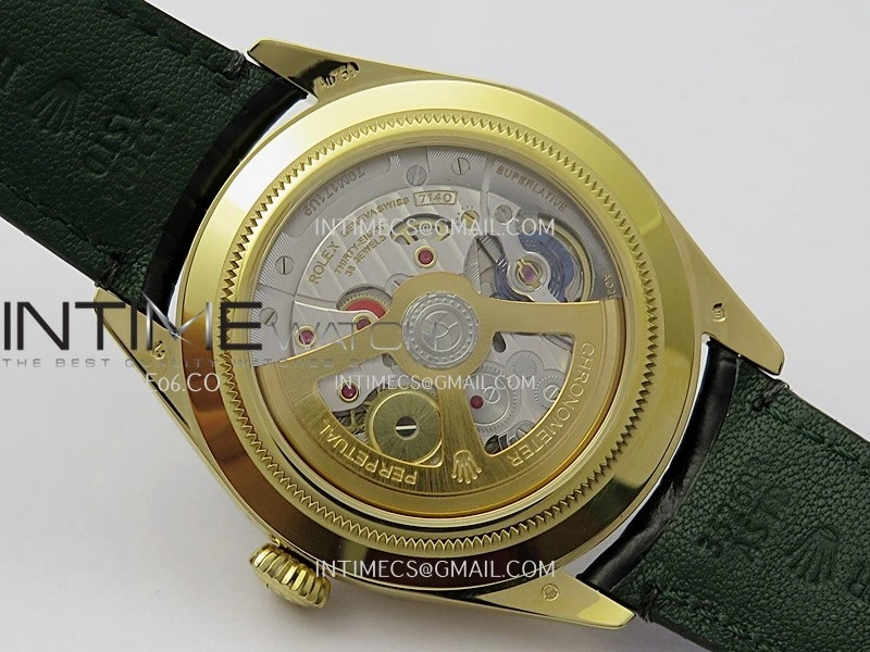Perpetual 1908 52509 39mm YG 8+F Black Dial On Black Leather Strap A7140
