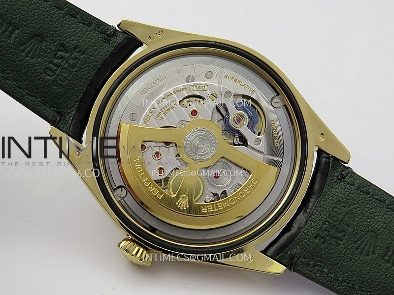 Perpetual 1908 52509 39mm YG 8+F Black Dial On Black Leather Strap A7140
