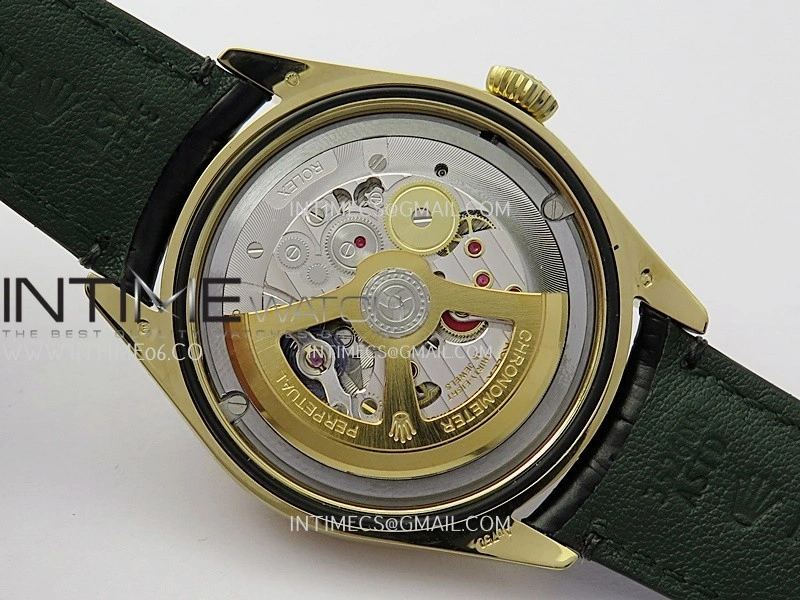 Perpetual 1908 52509 39mm YG 8+F Black Dial On Black Leather Strap A7140