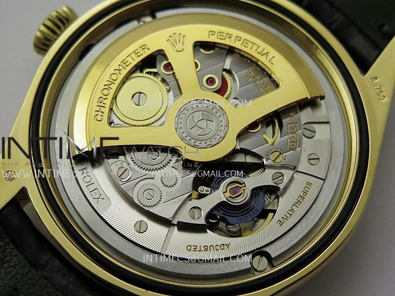 Perpetual 1908 52509 39mm YG 8+F Black Dial On Black Leather Strap A7140