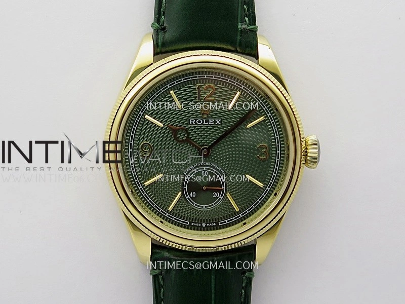 Perpetual 1908 52509 39mm YG 8+F Green Dial On Green Leather Strap A7140
