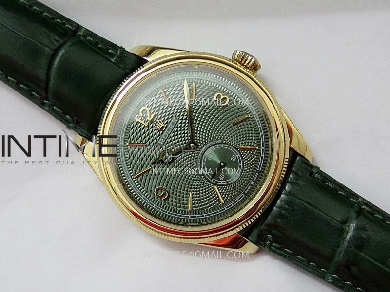 Perpetual 1908 52509 39mm YG 8+F Green Dial On Green Leather Strap A7140