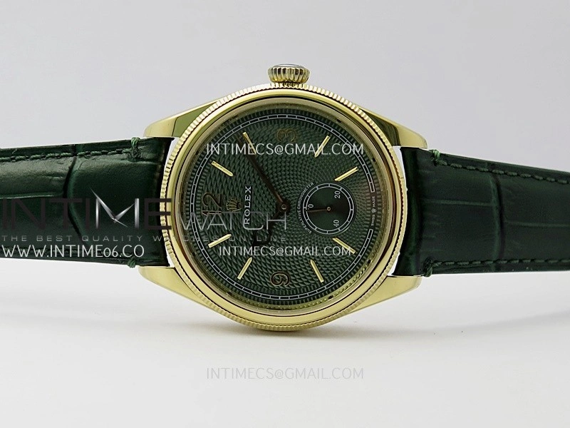 Perpetual 1908 52509 39mm YG 8+F Green Dial On Green Leather Strap A7140
