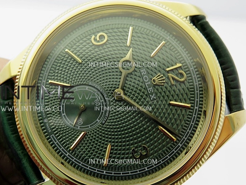 Perpetual 1908 52509 39mm YG 8+F Green Dial On Green Leather Strap A7140