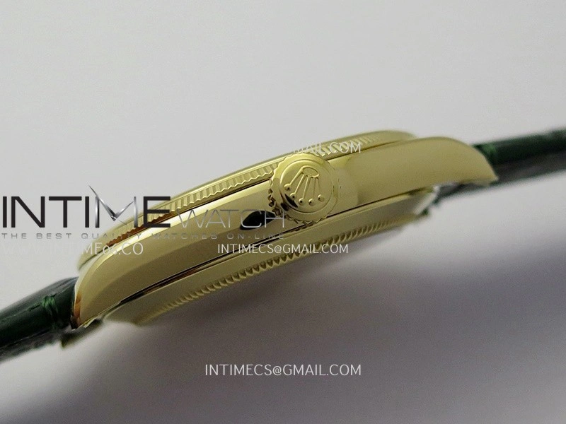 Perpetual 1908 52509 39mm YG 8+F Green Dial On Green Leather Strap A7140