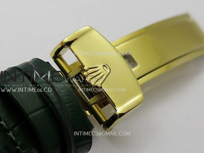 Perpetual 1908 52509 39mm YG 8+F Green Dial On Green Leather Strap A7140