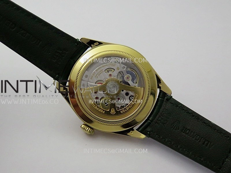 Perpetual 1908 52509 39mm YG 8+F Green Dial On Green Leather Strap A7140