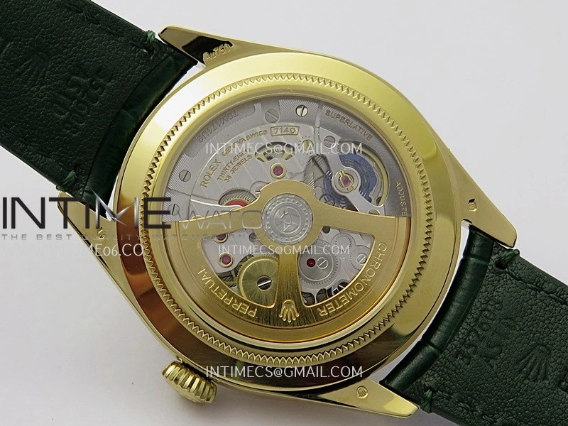Perpetual 1908 52509 39mm YG 8+F Green Dial On Green Leather Strap A7140