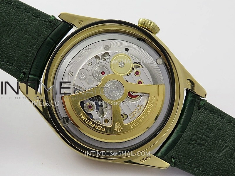 Perpetual 1908 52509 39mm YG 8+F Green Dial On Green Leather Strap A7140