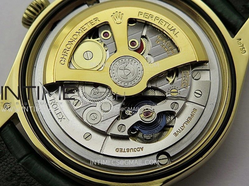 Perpetual 1908 52509 39mm YG 8+F Green Dial On Green Leather Strap A7140
